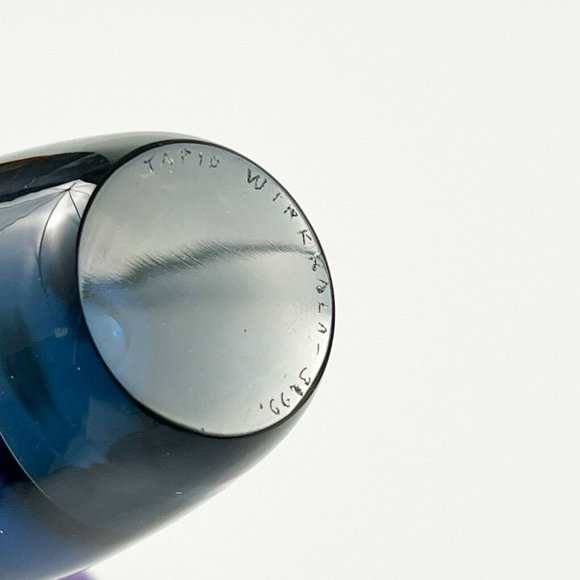 MCM Tapio Wirkkala Iittala Finland Fish Bladder Kalanrakko Blue Vase 3299 - Picture 5 of 9